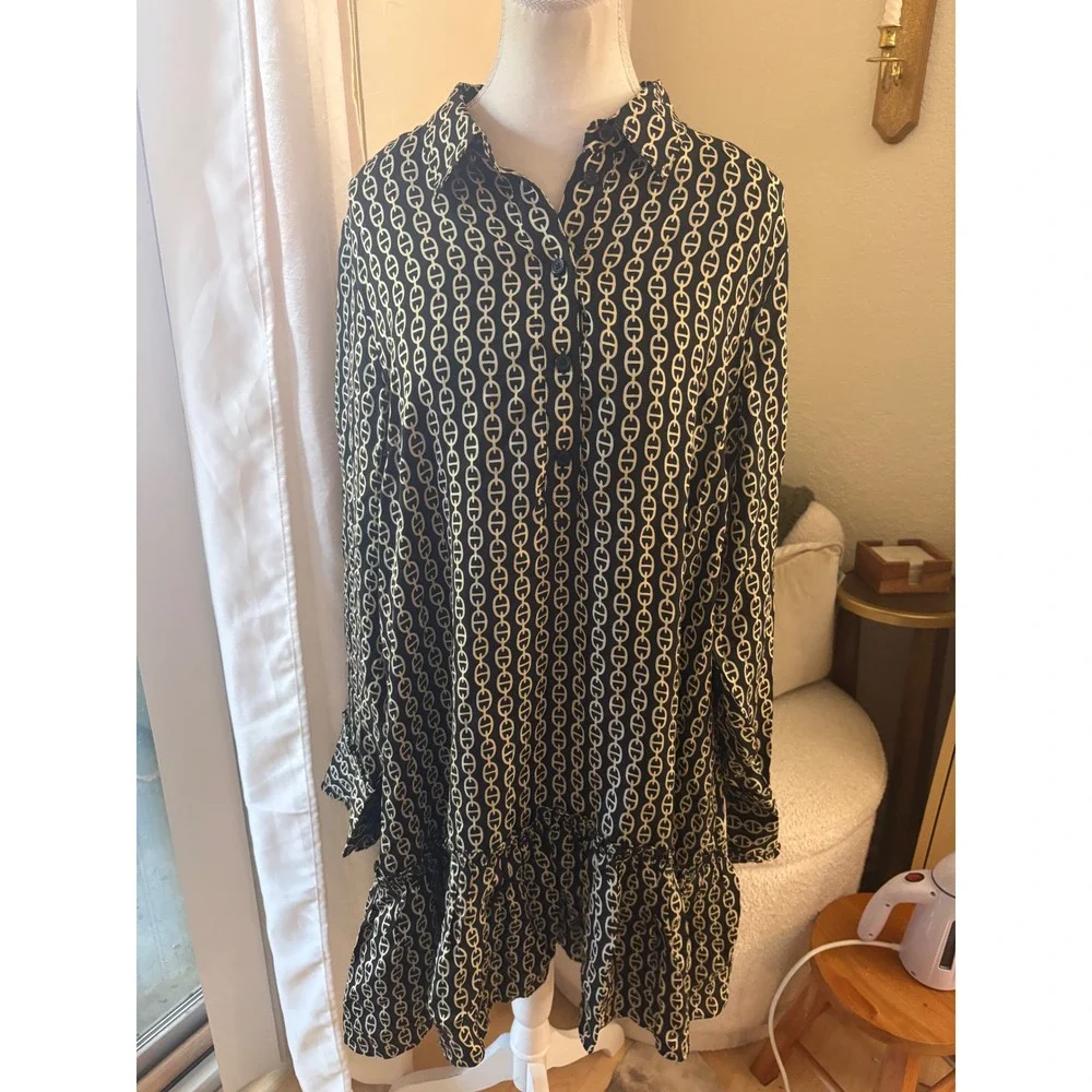 J Crew Amelia popover shirt-dress in chain print Size Large